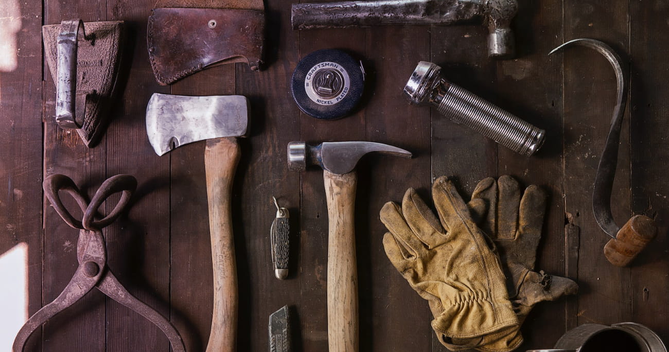 Tools on a wooden table