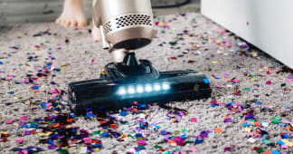 vacuum cleaner on a carpeted floor