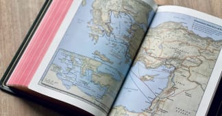 A picture of a map in a Bible