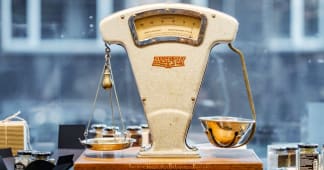 scale in a store window