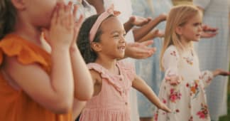 children singing and smiling