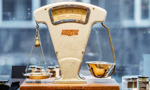 scale in a store window