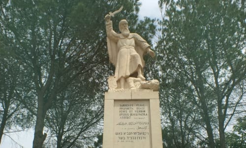 Elijah statue on Mt. Carmel