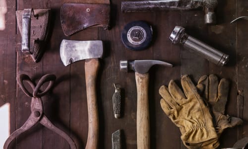 Tools on a wooden table