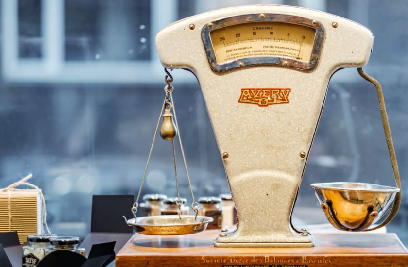 scale in a store window