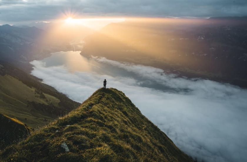 sunrise over misty swiss mountains | Mrexentric, via Pixabay