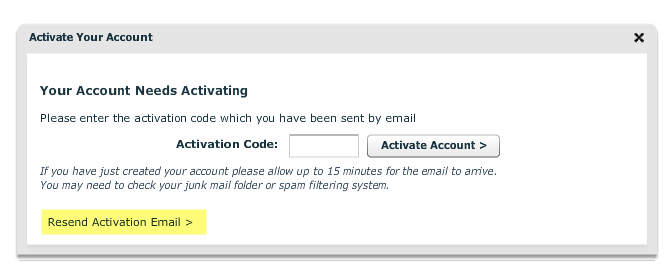 Activation code reminder
