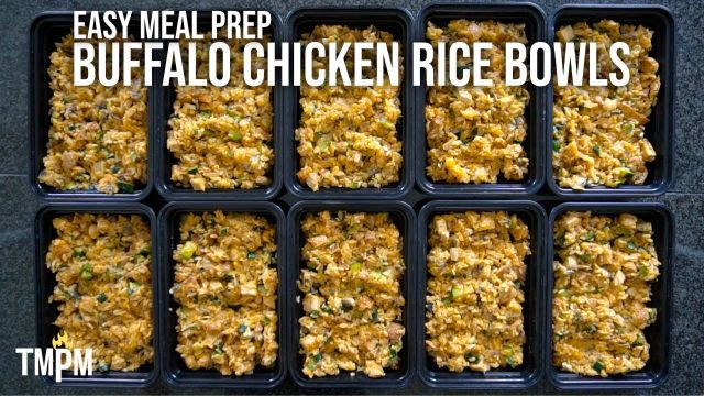 Meal Prep Buffalo Chicken Rice Bowls | Under 500 Calories, 37g Protein