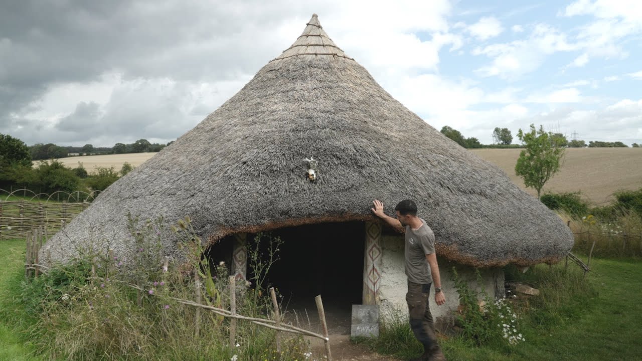 Amazing Thatch Roof House built by hand: Bronze Age 1200BC Inspired Roundhouse