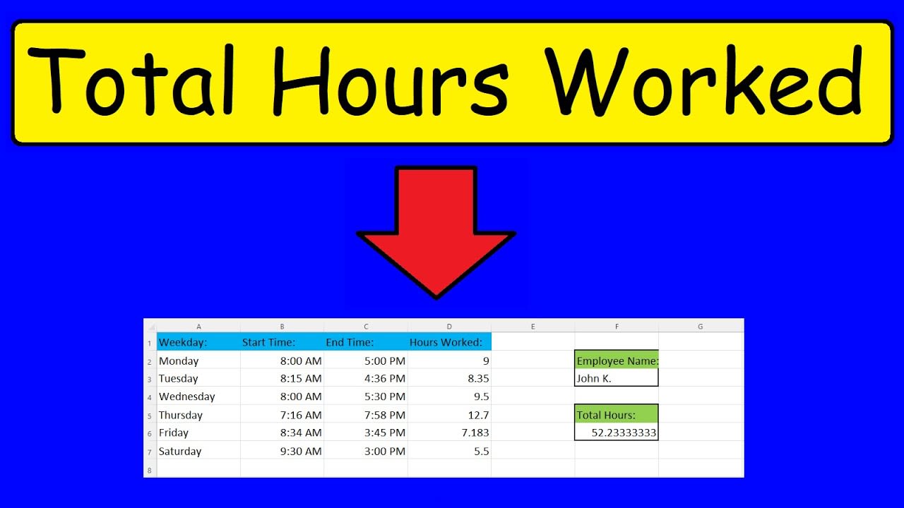 How To Calculate The Total Hours Worked In Excel