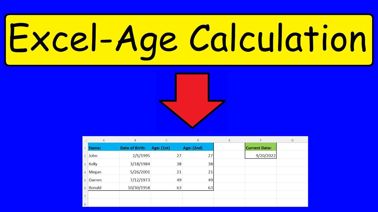 How To Calculate Age From Date of Birth In Excel