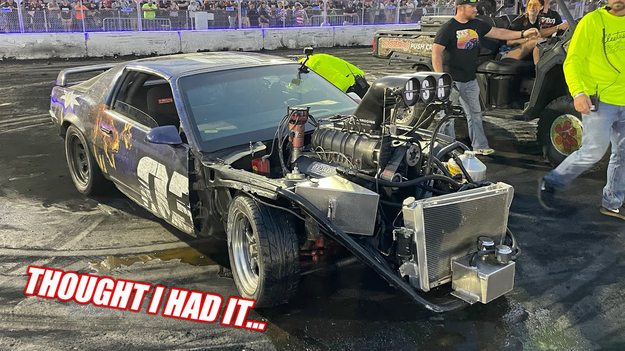 I CRASHED My 1,500hp Supercharged Burnout Car... AGAIN!!! Might Have Some Frame Damage...