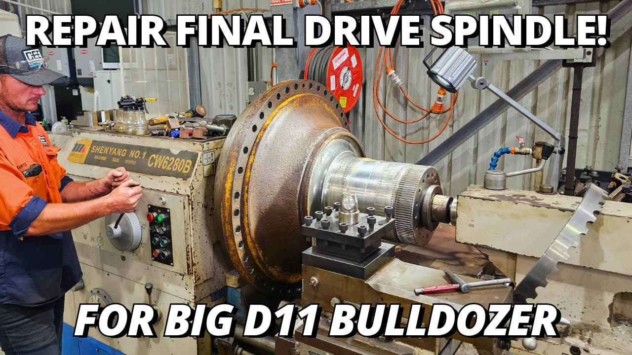 Repairing Final Drive Spindle for BIG D11 Bulldozer! | Machining & Drilling