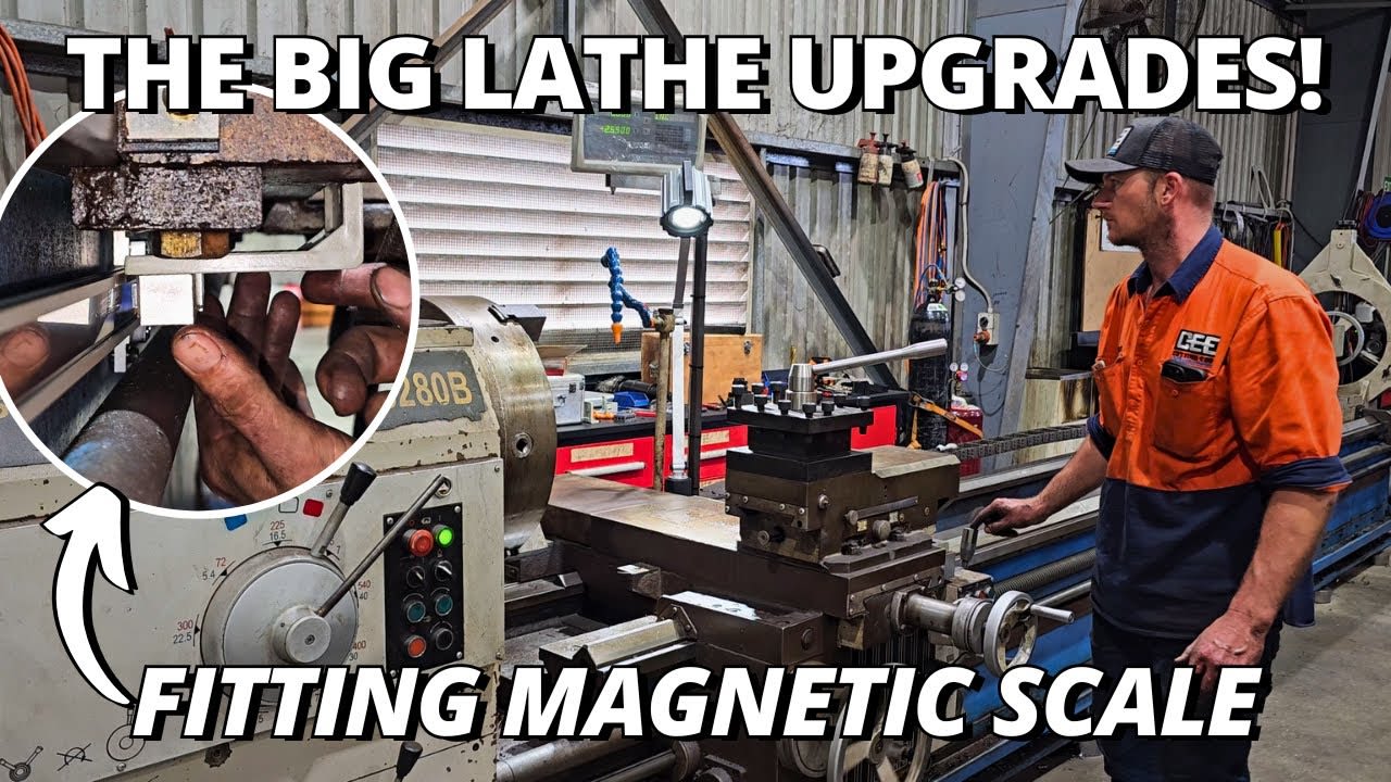 Upgrades To The BIG Lathe! | Fitting Magnetic Scale, Coolant Tank & Work Light