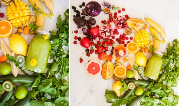Frisch zubereitete Smoothie aus frischem Obst und Gemüse.