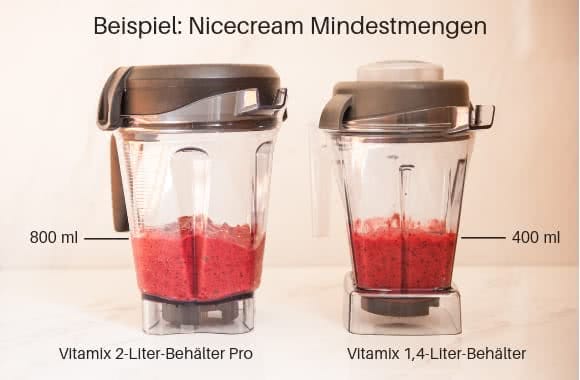 Mit dem Vitamix Pro 750 im Vitamix 1,4-Liter-Behälter kleiner Nicecreammengen zubereiten