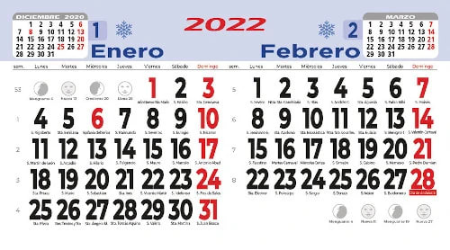 Calendario de pared bimensual