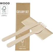 Set de 2 cubiertos de madera personalizado con servilleta