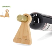 Sacacorchos personalizado de bambú con soporte redondo sostenible