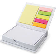 Estuche de carton con notas y tiras adhesivas