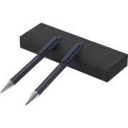 Set bolígrafo tinta azul y lápiz eterno de aluminio reciclado