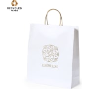 Bolsa personalizada de papel reciclado blanco 32x40x12 cm