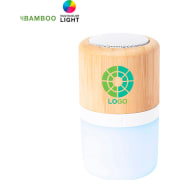 Altavoz inalámbrico de bambú ecológico con LED inteligente