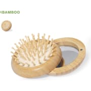 Cepillo con espejo personalizado de bambú natural magnético compacto