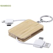 Cable cargador publicitario bambú conexión micro USB y tipo c