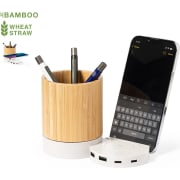 Lapicero multifunción publicitario de bambú y caña de trigo 4 en 1