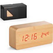 Reloj de sobremesa LED con efecto madera