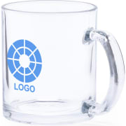 Taza de cristal transparente personalizada por 1 cara (350 ml)