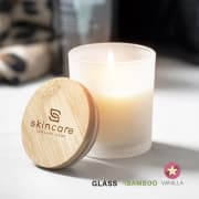 Vela aromática personalizada cristal bambú aroma vainilla eco