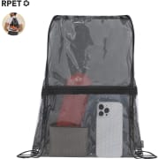 Mochila ecológica RPET transparente y bolsillo frontal de rejilla 