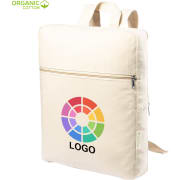 Mochila ecológica de algodón orgánico con bolsillo frontal color natural