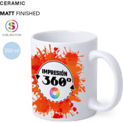 Taza de cerámica mate impresa a todo color 360º (350 ml)
