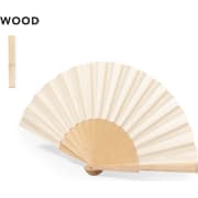 Abanico personalizado de madera y poliéster color natural