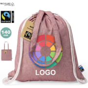 Bolsa mochila de cuerdas algodón fairtrade 140g/m2 acabado cosido