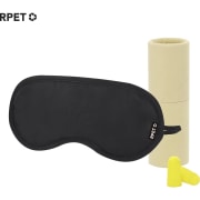 Set de viaje con antifaz y tapones en suave poliéster RPET 