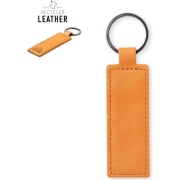 Llavero de cuero reciclado en tono marrón y diseño rectangular personalizado
