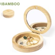 Joyero personalizado de bambú con espejo y cierre magnético