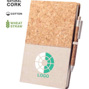 Libreta eco de algodón y corcho con bolígrafo 14,5 x 22 cm
