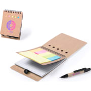 Libreta con boli de cartón reciclado y notas adhesivas 9,5x13,2 cm