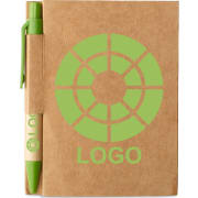 Libreta de bolsillo reciclada con bolígrafo publicitaria 11 x 8,5 cm