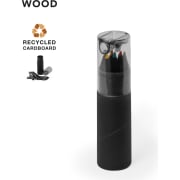 Set de lápices de madera 6 colores hexagonales en cartón reciclado negro