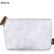 Estuche personalizado de fieltro RPET y polipiel en tono marrón