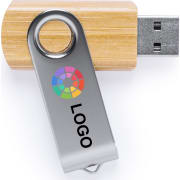 Memoria USB giratoria ecológico en madera de bambú (mín. 100)