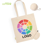Bolsa eco plegable publicitaria 100% algodón orgánico 120g/m2 38 x 42 cm