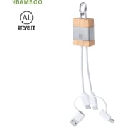 Cable cargador personalizado bambú y aluminio reciclado 