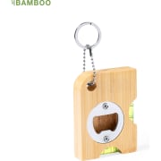 Llavero de bambú multifunción con niveles integrados y abridor 